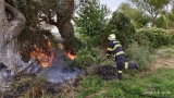Požiar kríkov a trávy v areály PD Podolie